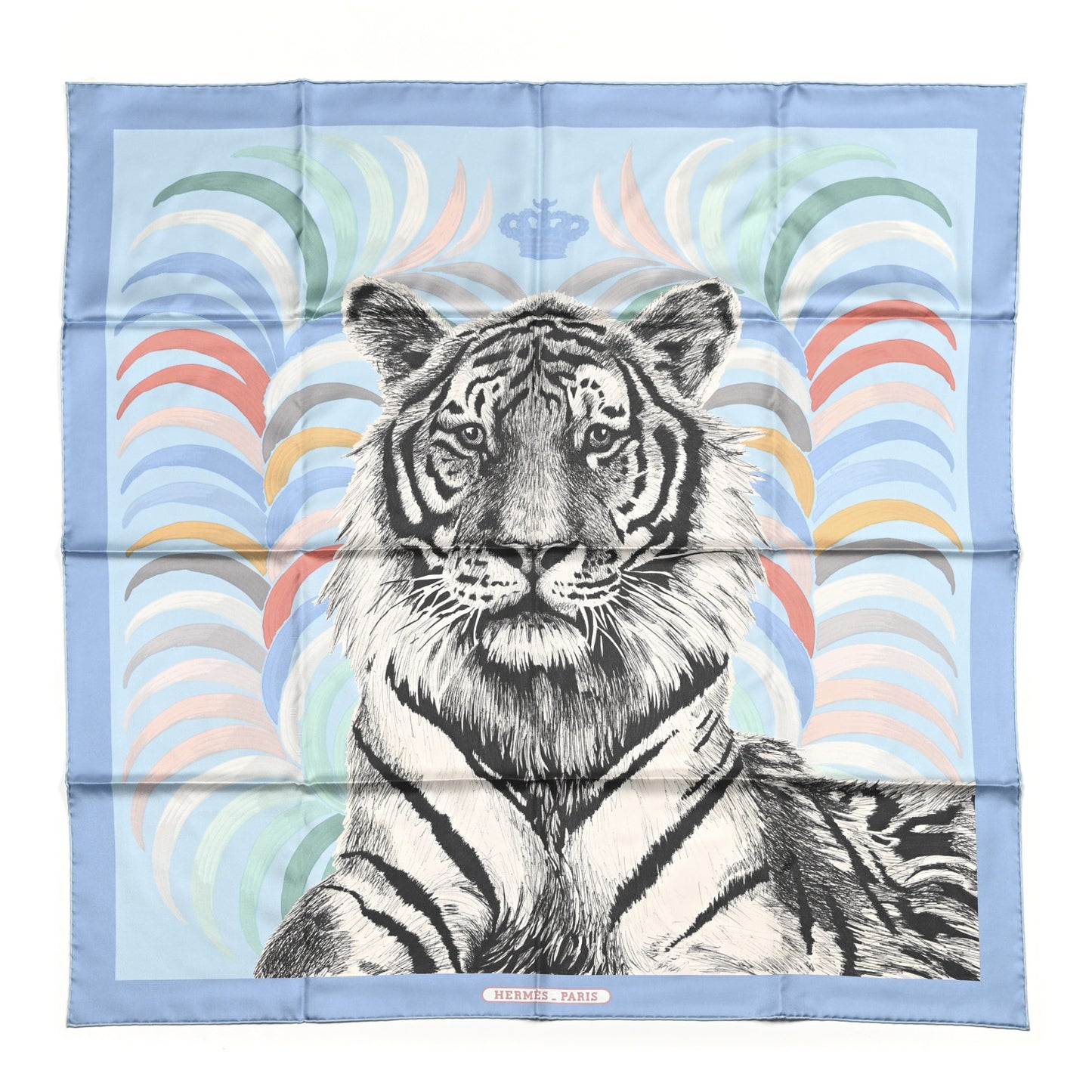 Silk Carre Double Face Tigre Royal Scarf 90 Ciel Anthracite Multi