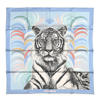 Hermes Silk Carre Double Face Tigre Royal Scarf 90 Ciel Anthracite Multi 1 of 5
