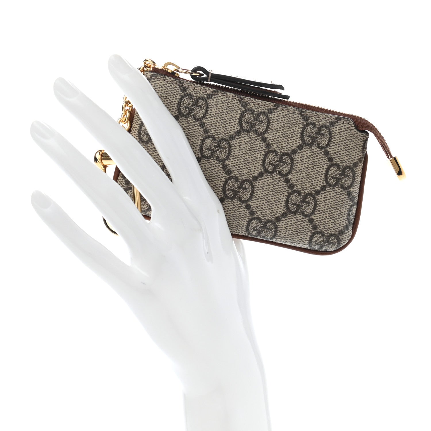 Gucci GG Supreme Monogram Key Case Beige Ebony Cuir 2 of 8