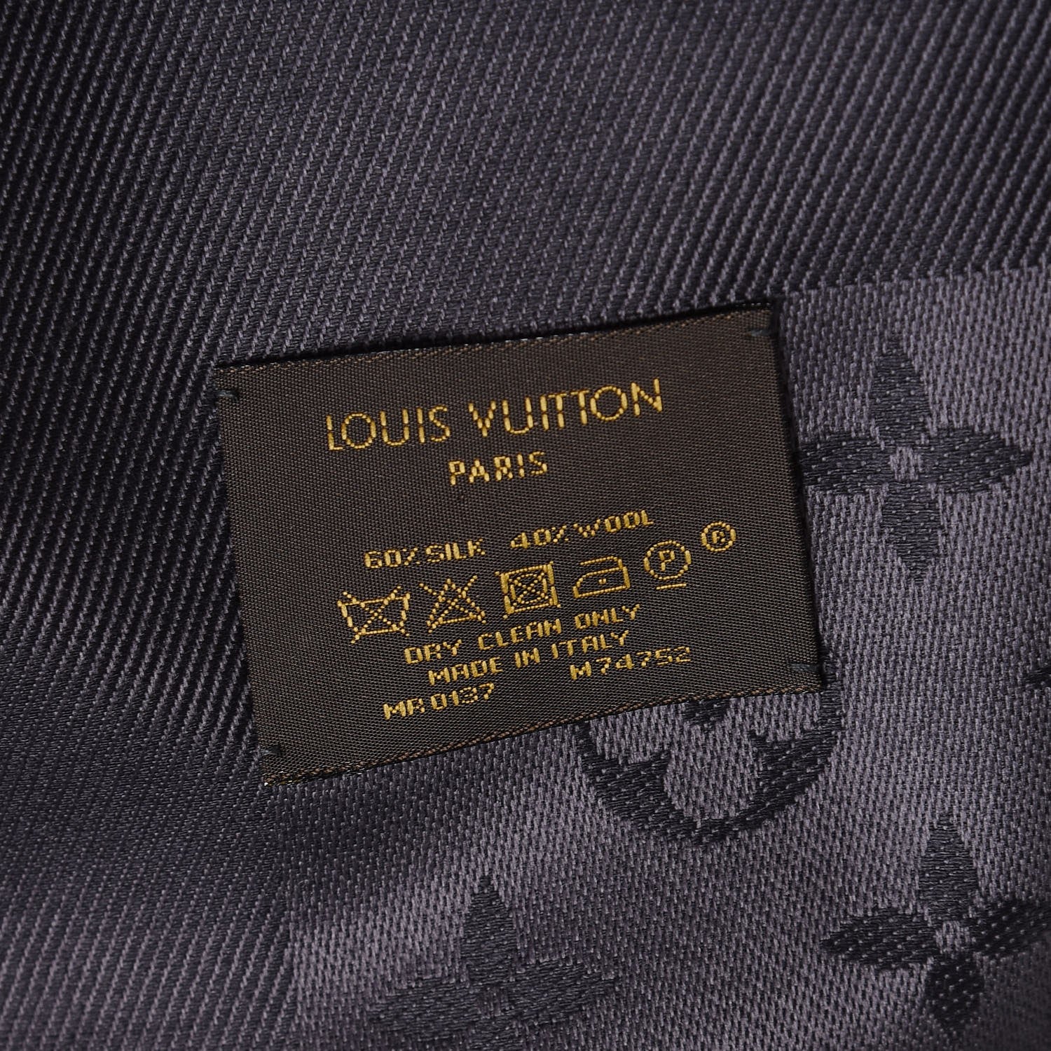 Louis Vuitton Silk Wool Monogram Shawl Anthracite 4 of 4