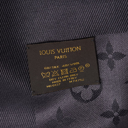 Louis Vuitton Silk Wool Monogram Shawl Anthracite 4 of 4