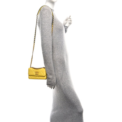 Chanel Lambskin Quilted Chanel 19 Flap Phone Holder With Chain Yellow 3 of 12