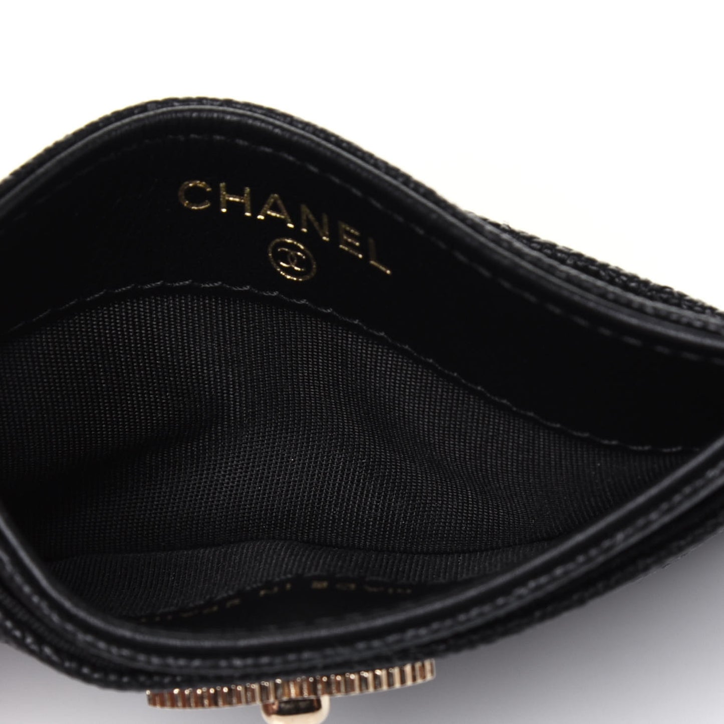 Caviar Quilted Vintage Mademoiselle Card Holder Black