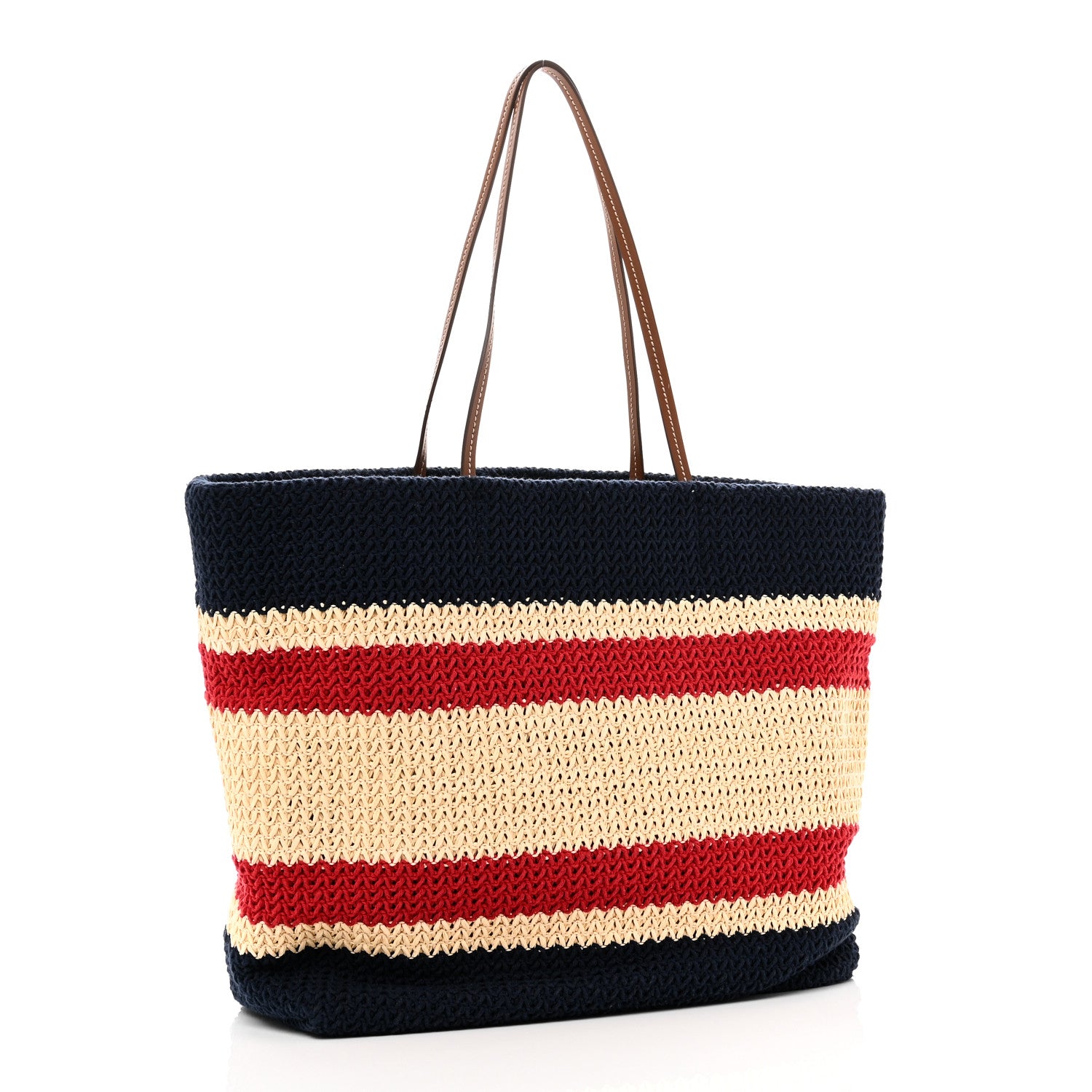 Miu Miu Raffia Crochet Stripe Tote Natural Blue 6 of 18