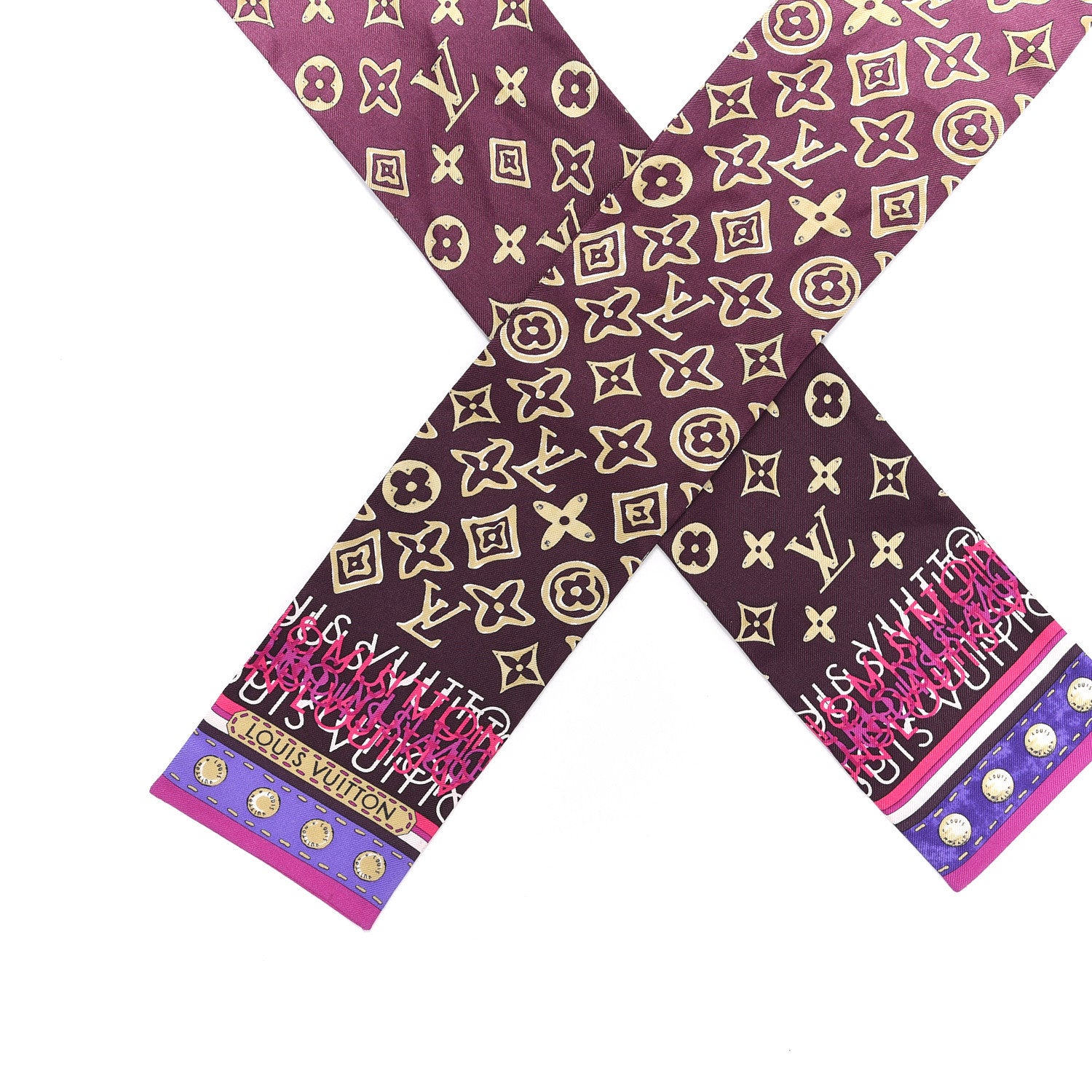 Louis Vuitton Silk Monogram Map Bandeau Cassis 2 of 4