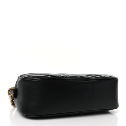 Gucci Calfskin Matelasse Small GG Marmont Chain Shoulder Bag Black 4 of 10