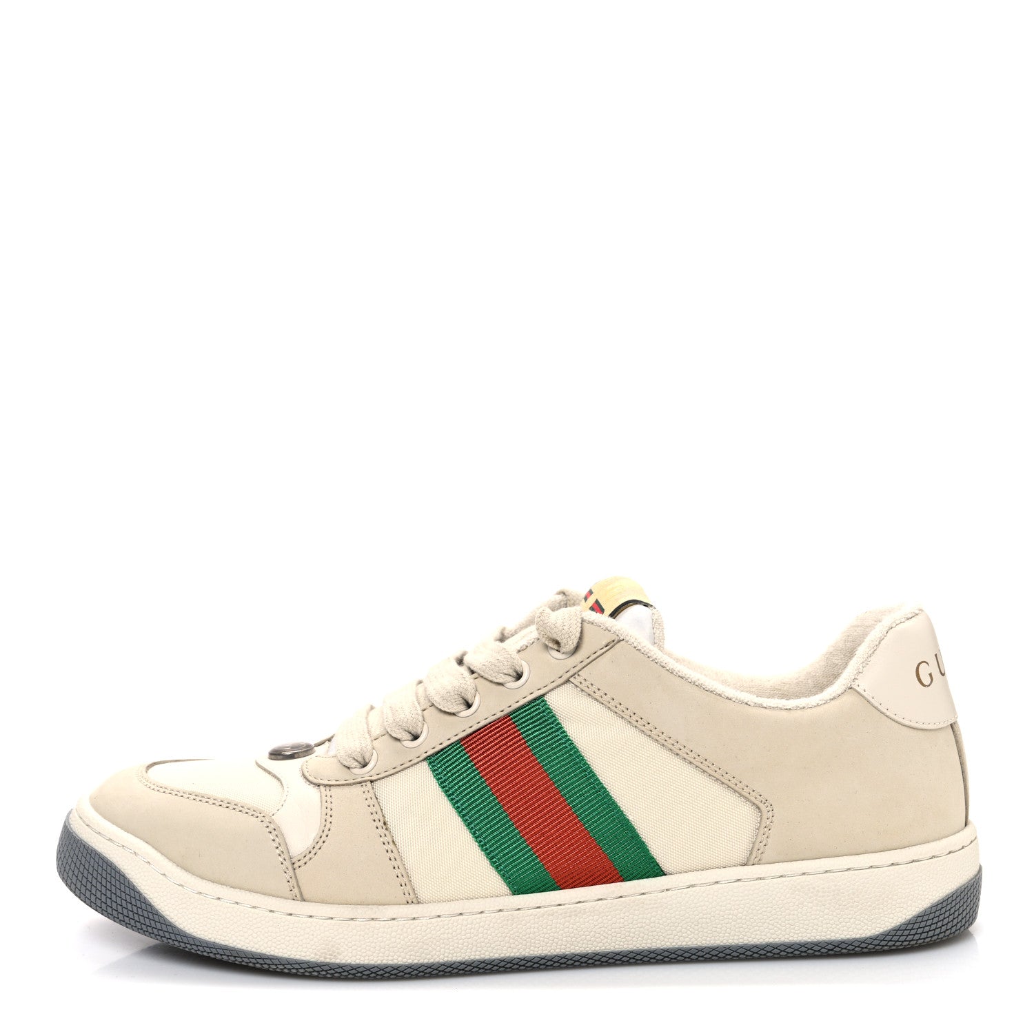 Gucci Nylon Nubuck Web Womens Screener Sneakers 40 Mystic White Dusty Milk 1 of 10