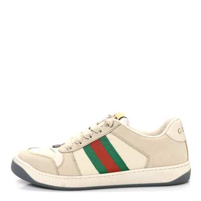 Gucci Nylon Nubuck Web Womens Screener Sneakers 40 Mystic White Dusty Milk 1 of 10
