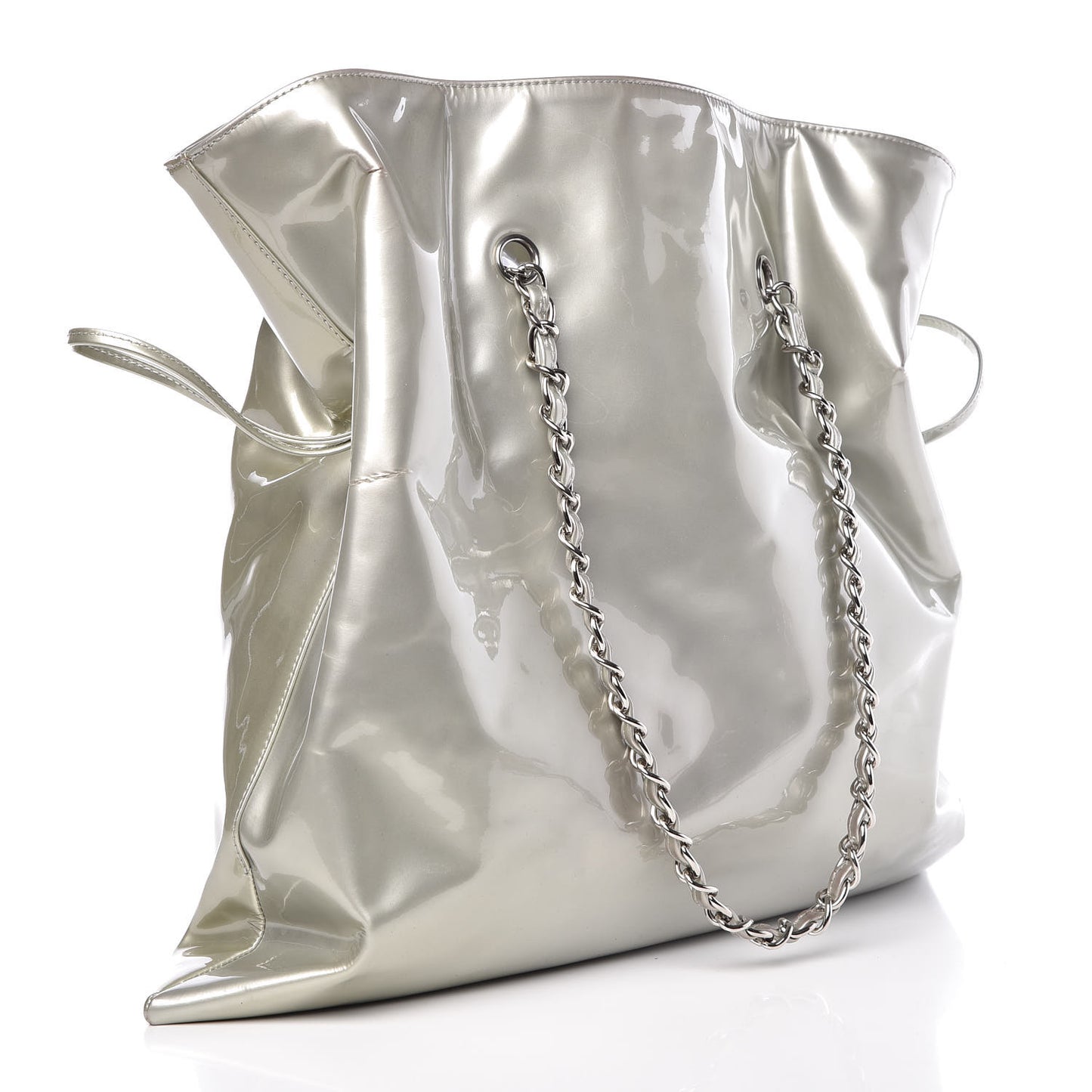 Patent Crystal Strass Bonbons Tote Silver