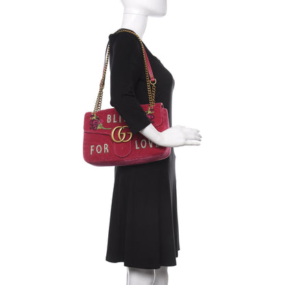 Gucci Velvet Matelasse Blind for Love Embroidered Medium GG Marmont Shoulder Bag Light Raspberry Rose Multicolor 2 of 10