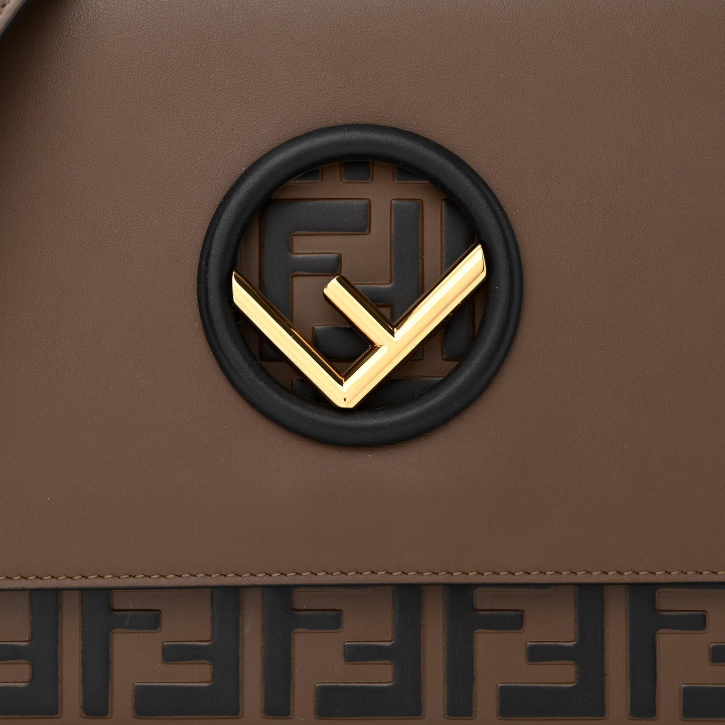 Vitello Century F is Fendi Bi-Color FF 1974 Embossed Kan I Shoulder Bag Maya Black
