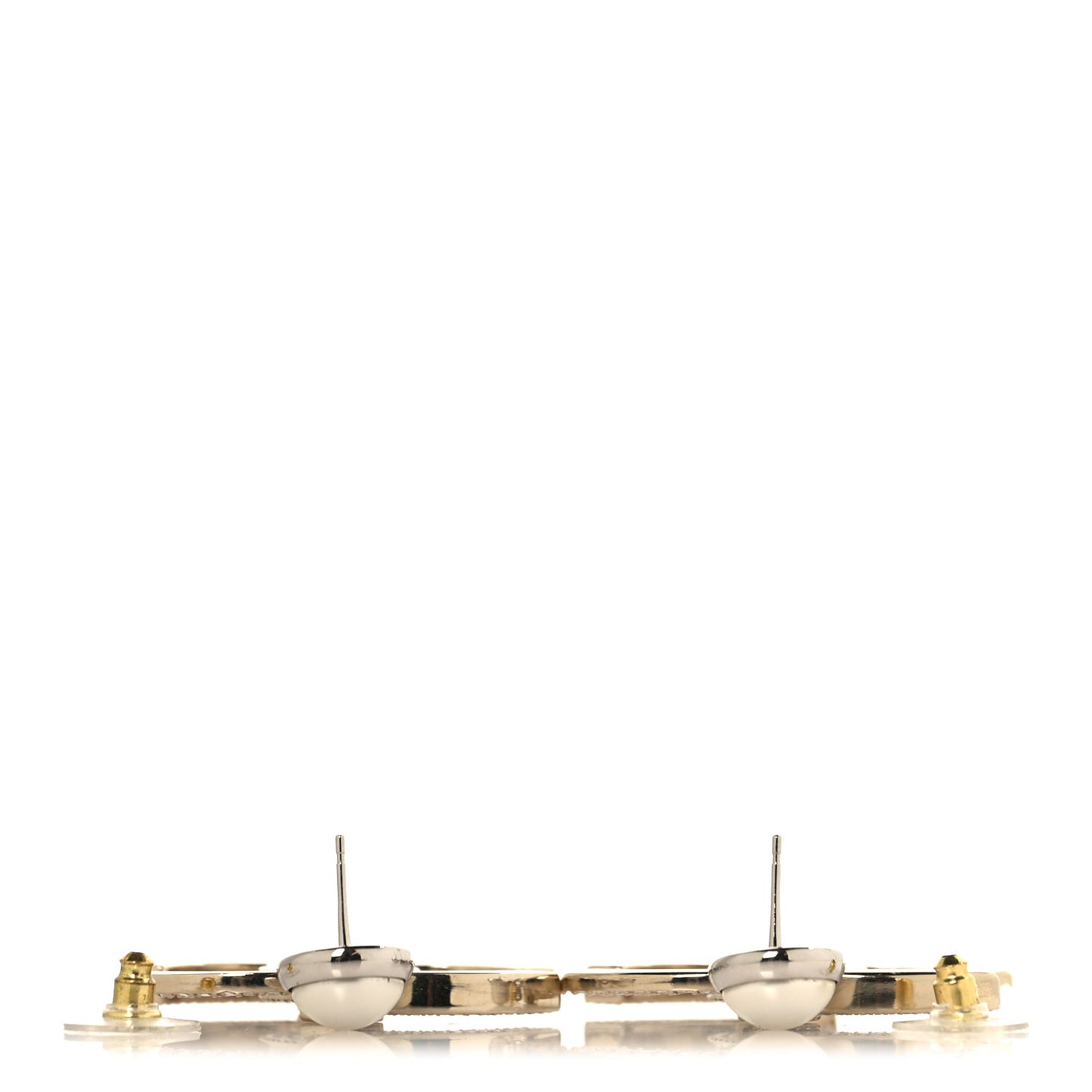 Crystal Pearl CC Drop Earrings Gold Silver