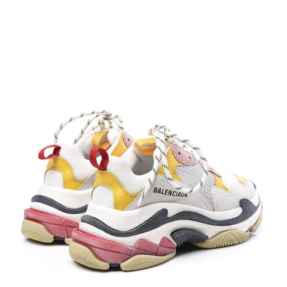 Balenciaga Mesh Nubuck Womens Triple S Sneakers 36 White Gris Jaune Rose 4 of 9