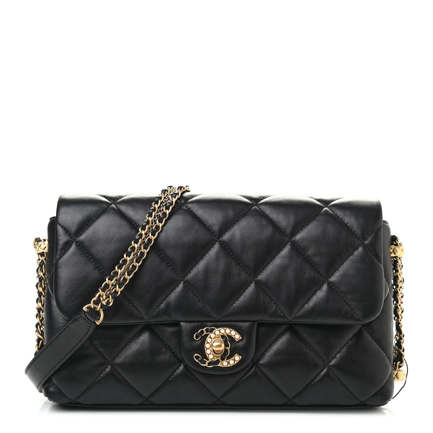 Lambskin Quilted Crush On Chains Flap Bag Black
