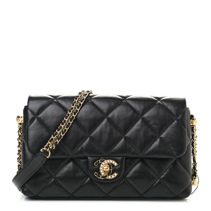Chanel Lambskin Quilted Crush On Chains Flap Bag Black 1 of 9
