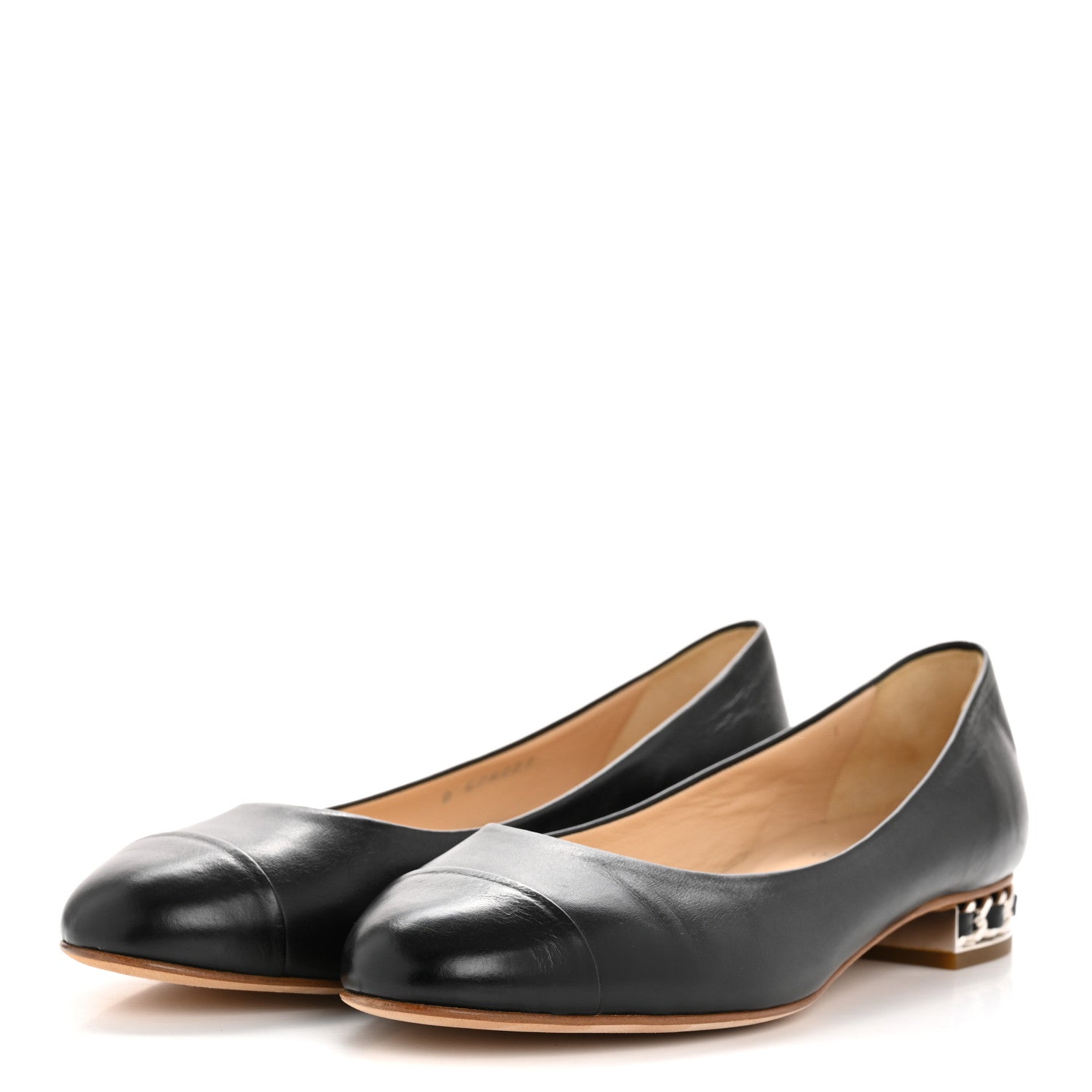 Chanel Lambskin Cap Toe Low Heel Chain Pumps 40 Black 4 of 10