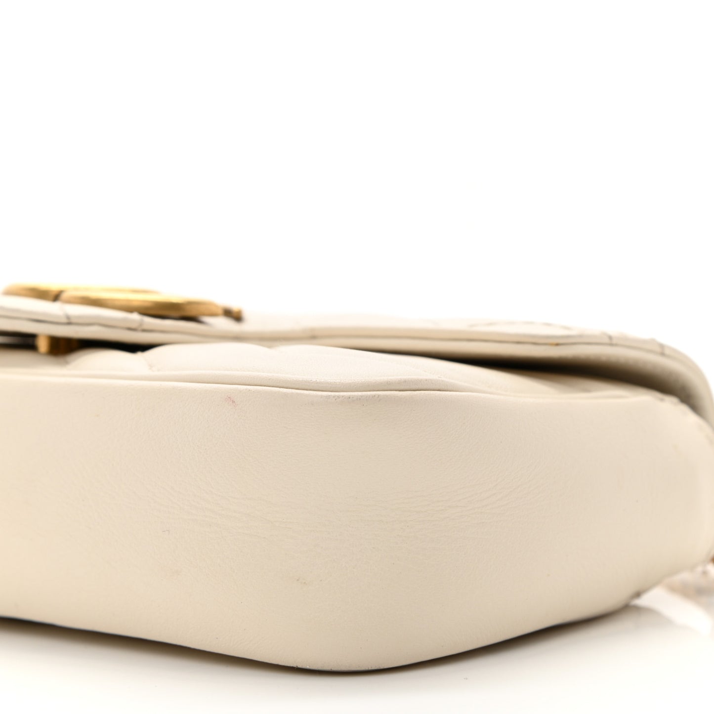 Calfskin Matelasse Super Mini GG Marmont Shoulder Bag White