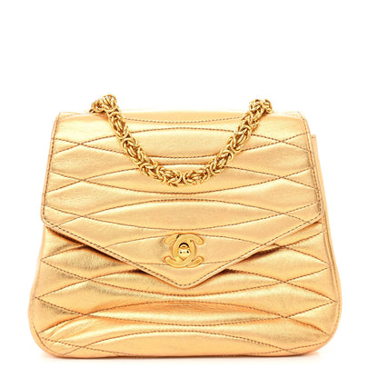 Chanel Metallic Lambskin Quilted Envelope Single Flap Gold 1 of 12