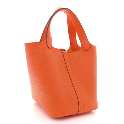 Hermes Taurillon Clemence Picotin Lock 18 PM Orange 3 of 12