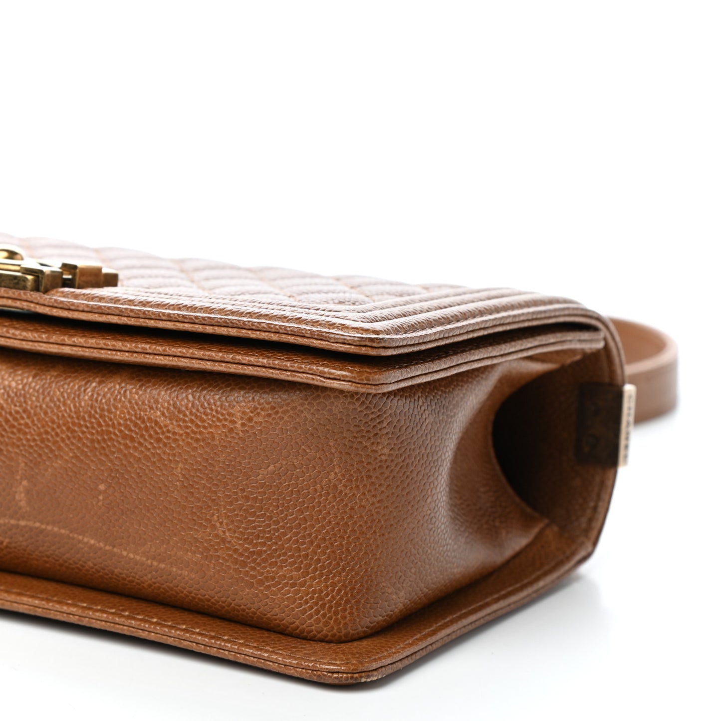 Caviar Quilted Medium Boy Flap Light Brown