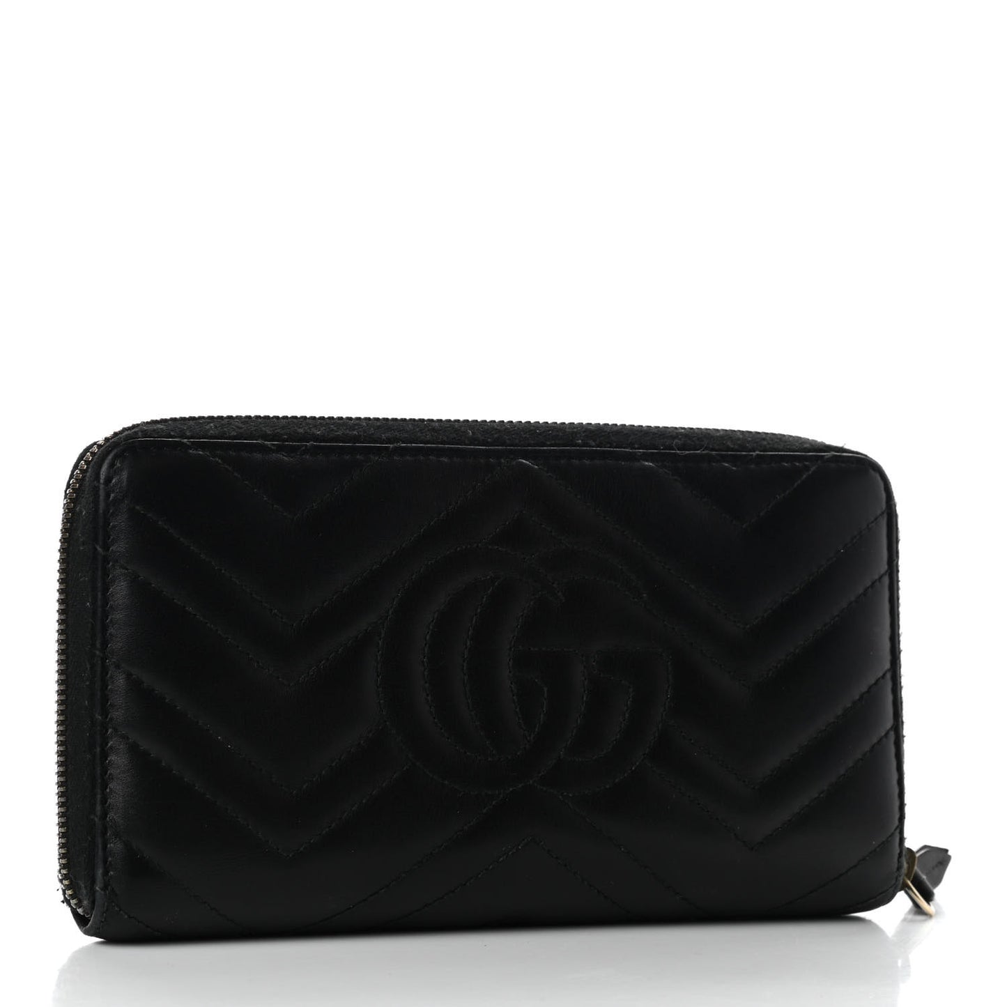 Calfskin Matelasse GG Marmont Zip Around Organizer Wallet Black