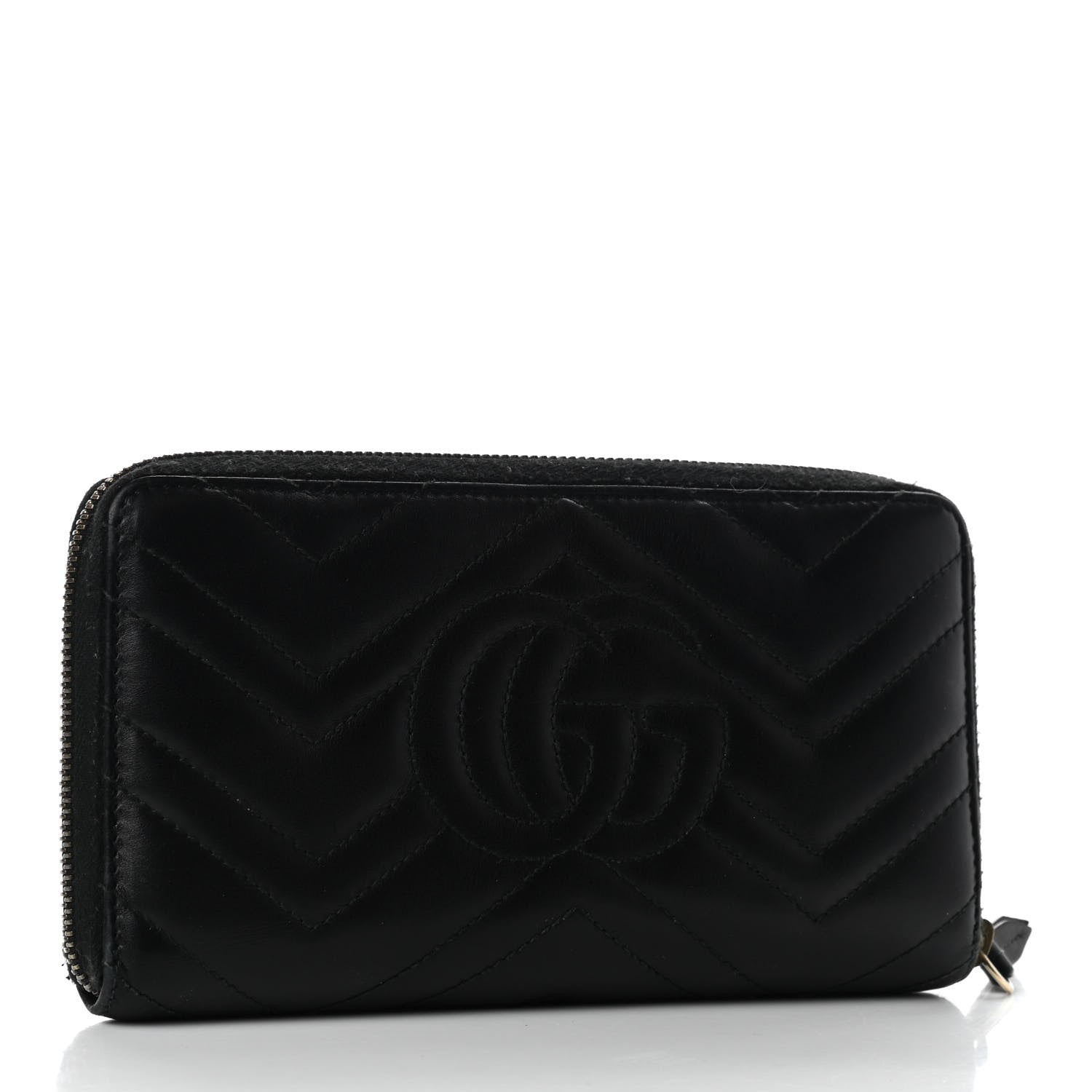 Gucci Calfskin Matelasse GG Marmont Zip Around Organizer Wallet Black 3 of 10