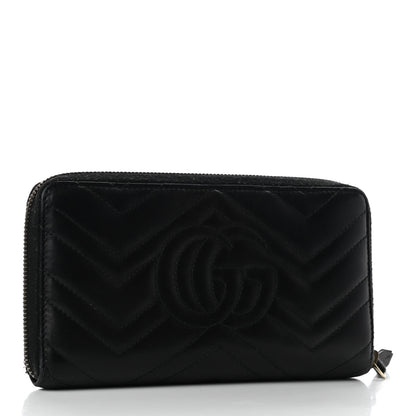Gucci Calfskin Matelasse GG Marmont Zip Around Organizer Wallet Black 3 of 10