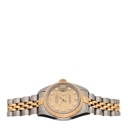 Rolex Stainless Steel 18K Yellow Gold Diamond 26mm Oyster Perpetual Datejust Watch Champagne 69173 2 of 5