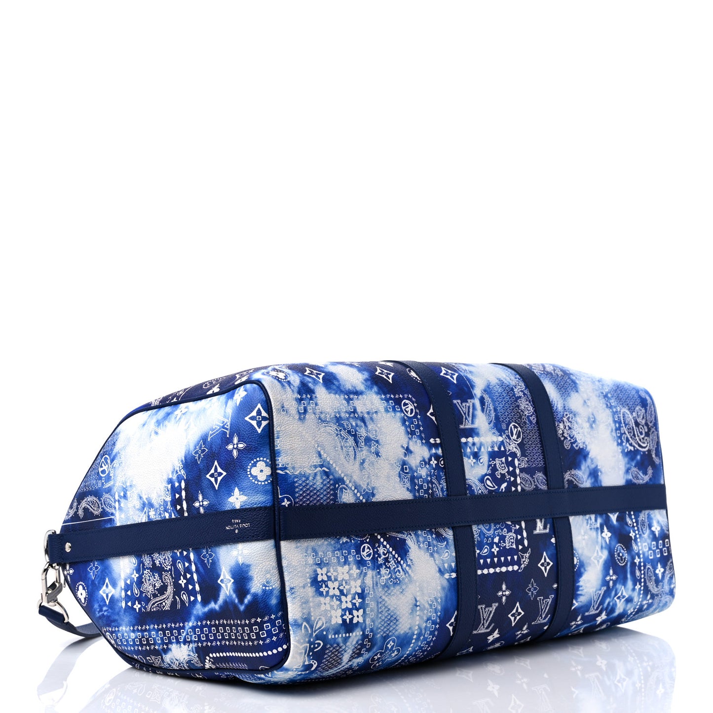 Cowhide Monogram Bandana Keepall Bandouliere 50 Blue