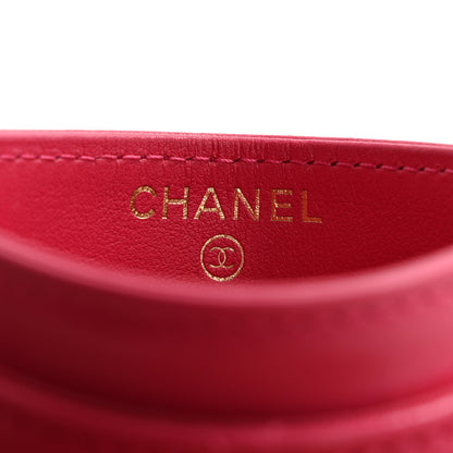 Chanel Shiny Goatskin Quilted 19 Card Holder Dark Pink 6 of 13