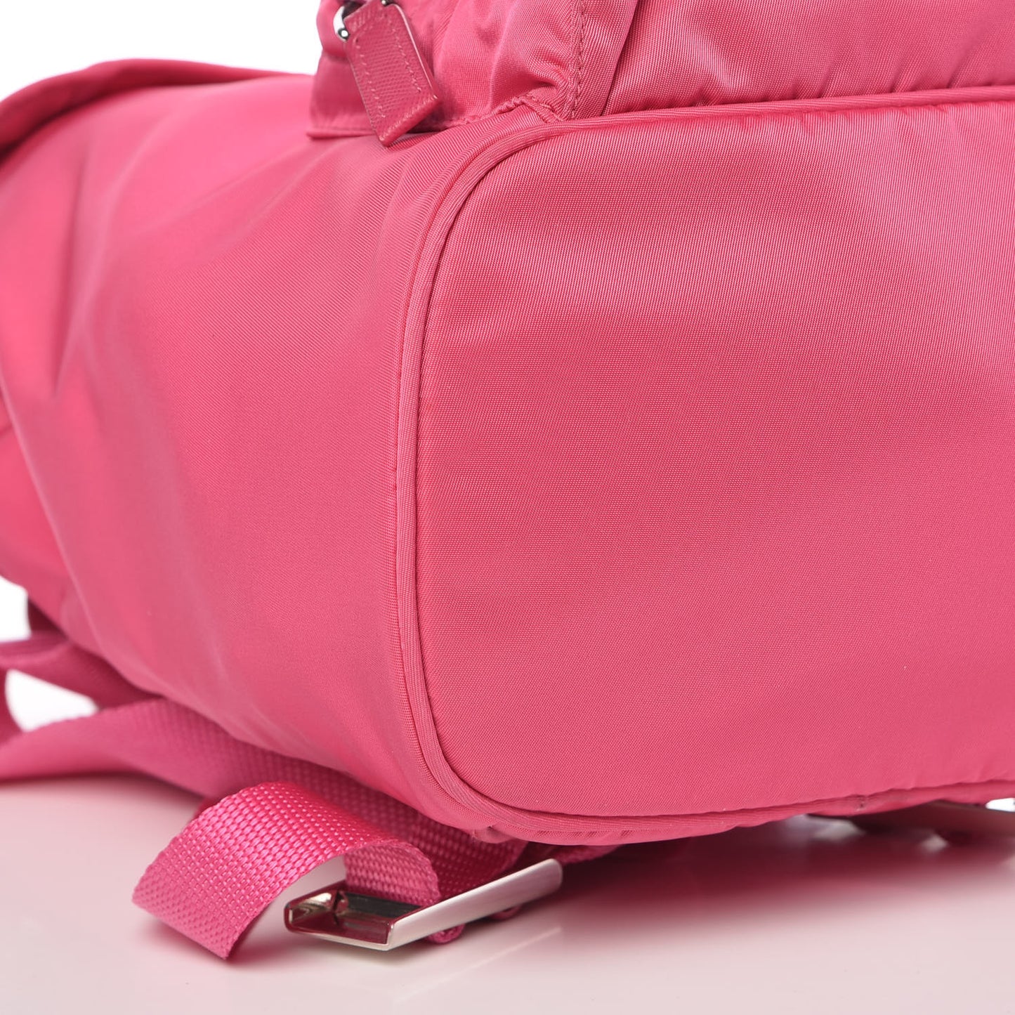 Tessuto Nylon Vela Saffiano Mini Single Snap Buckle Backpack Fuxia