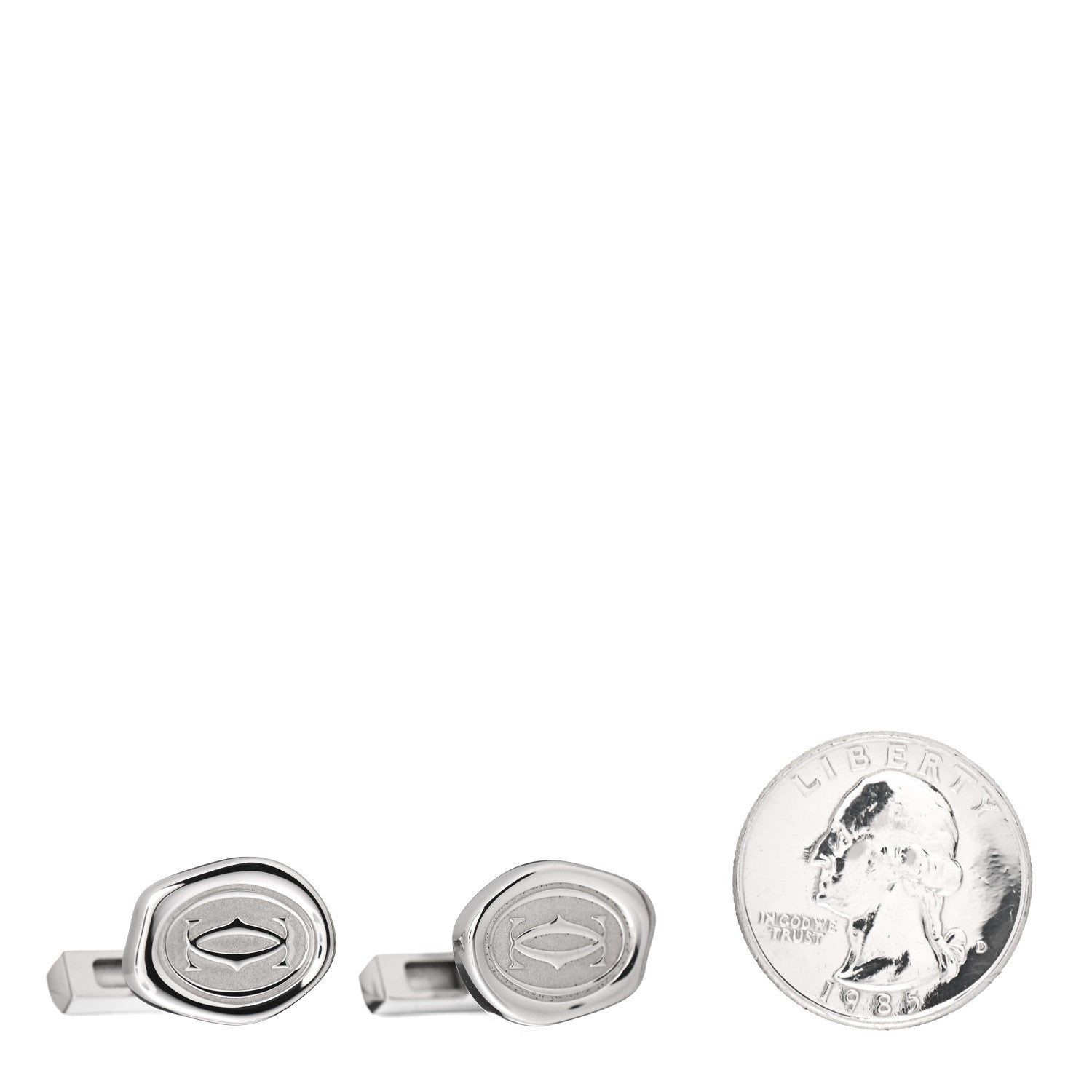 Cartier Sterling Silver Palladium Finish Wax Seal Motif Cufflinks 2 of 5
