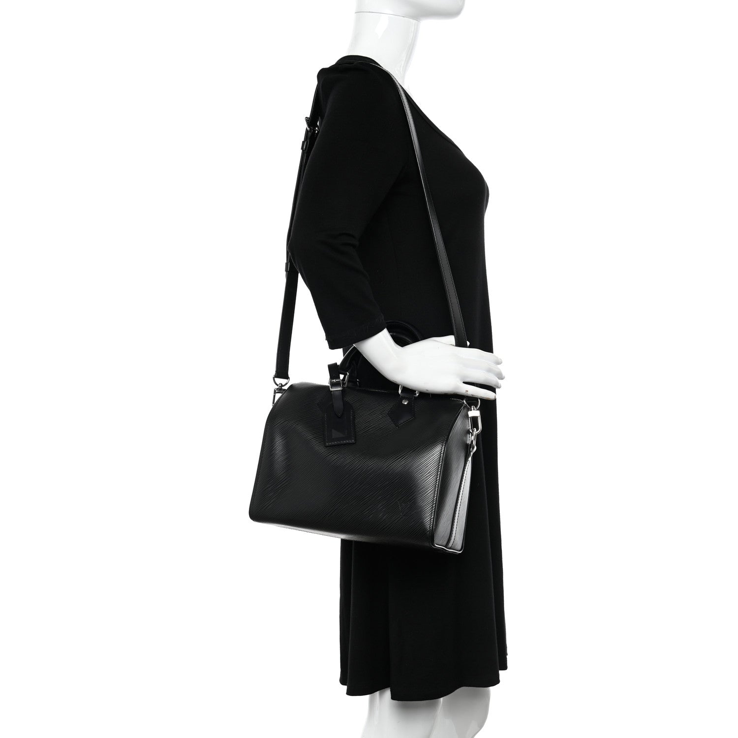 Louis Vuitton Epi Speedy Bandouliere 25 Black 2 of 10