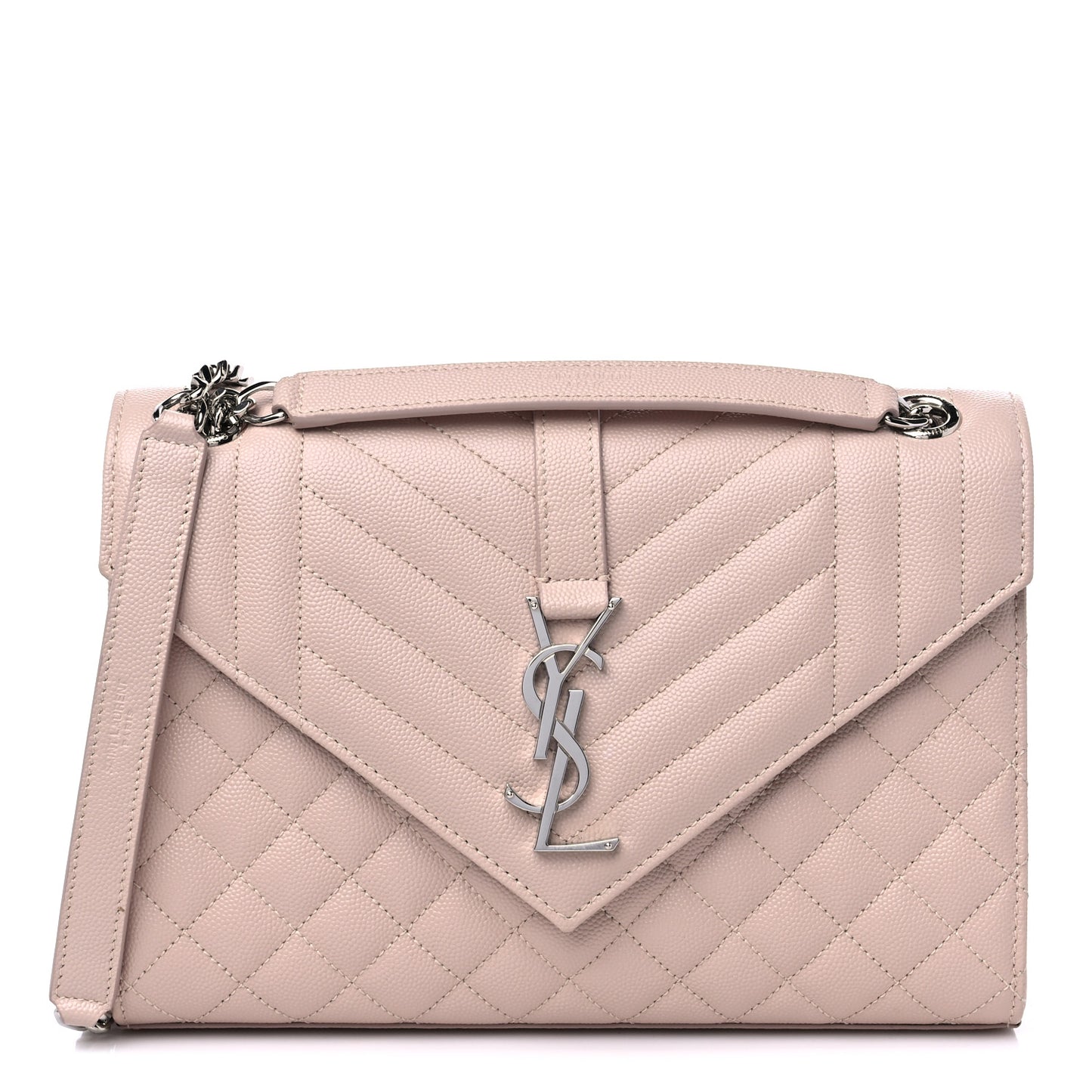 Grain De Poudre Textured Mixed Matelasse Medium Triquilt Monogram Satchel Marble Pink