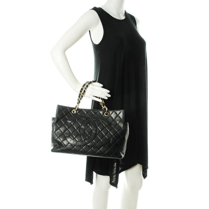 Chanel Lambskin Quilted Grand Shopping Tote GST Black 2 of 8
