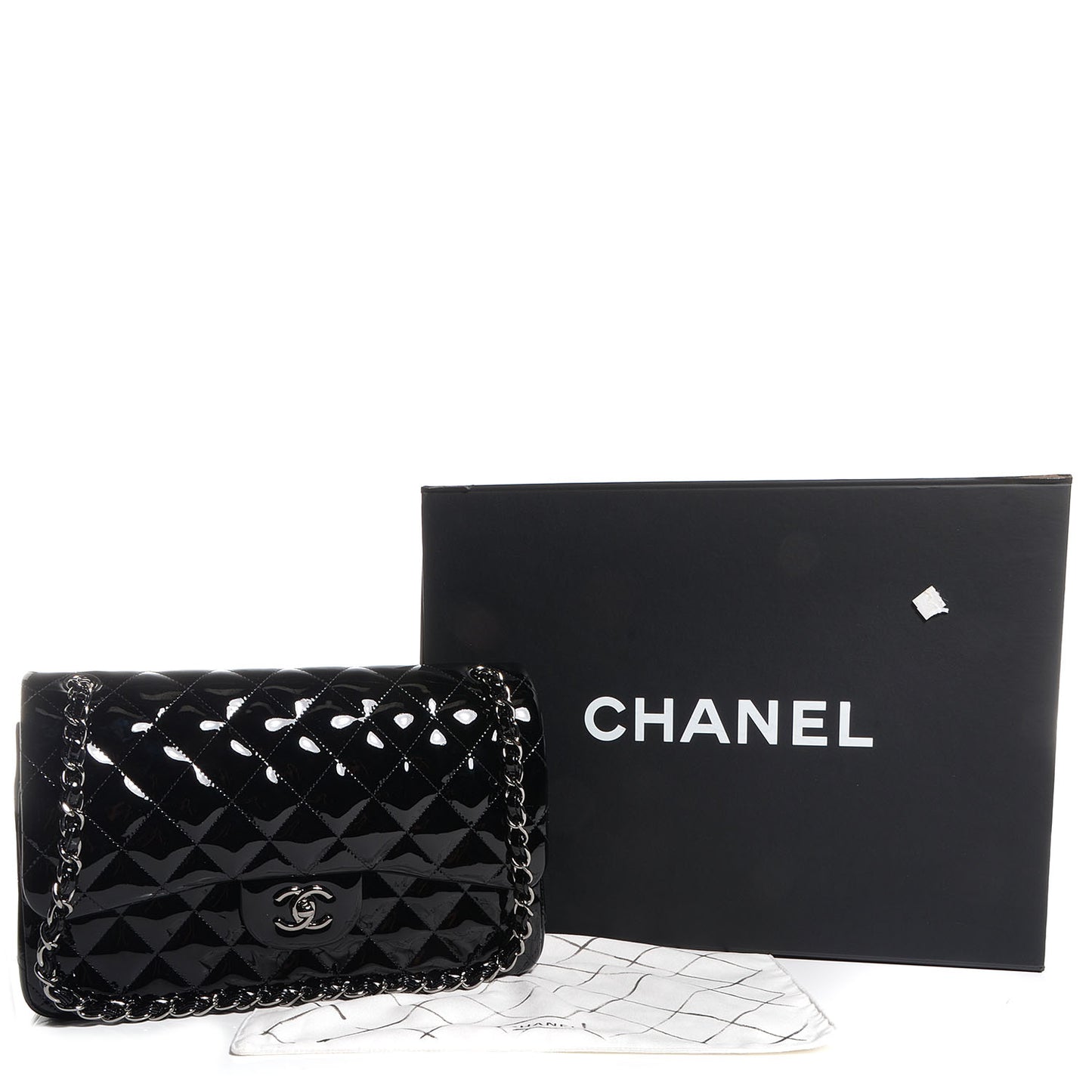 Patent Jumbo Double Flap Black