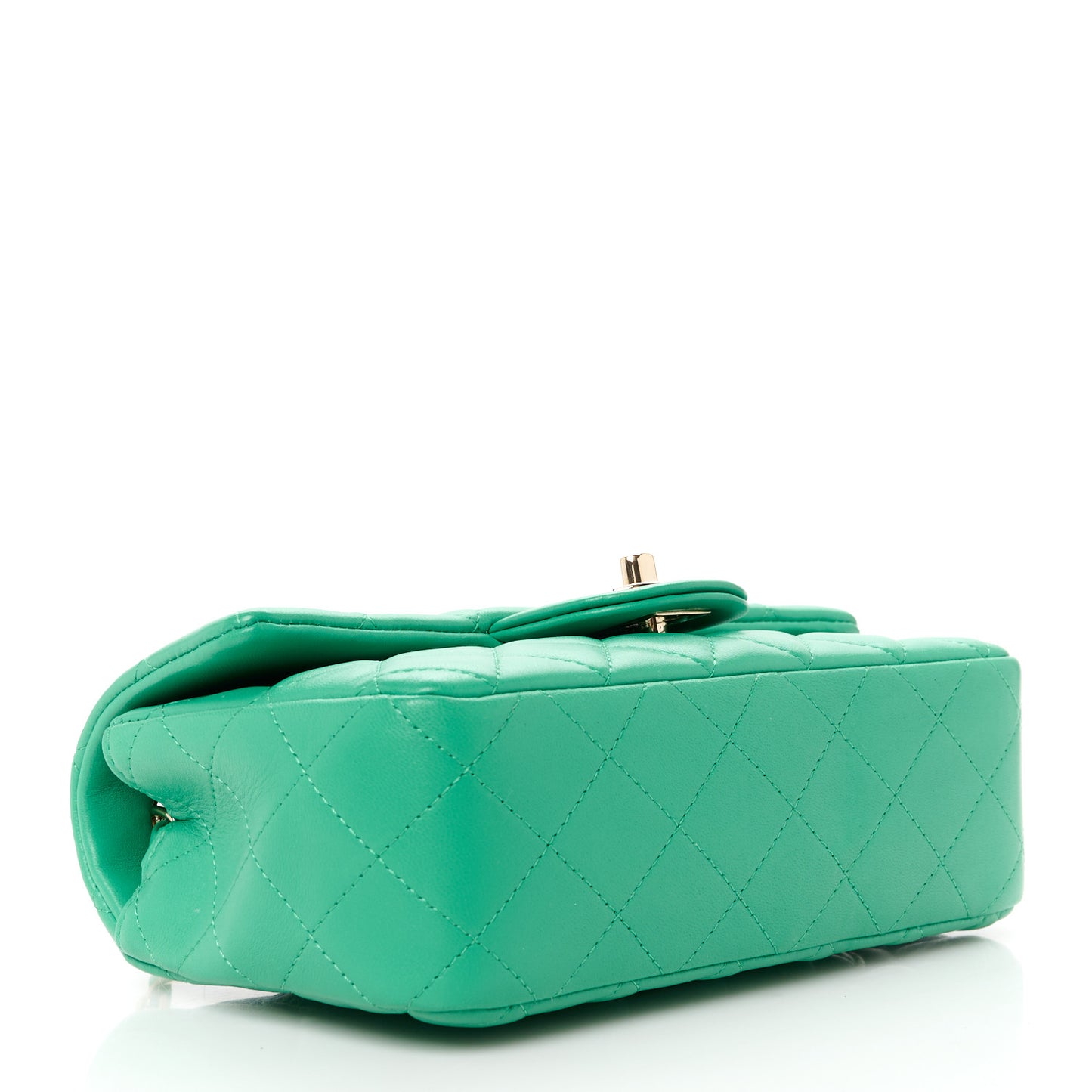 Lambskin Quilted Mini Rectangular Flap Dark Green