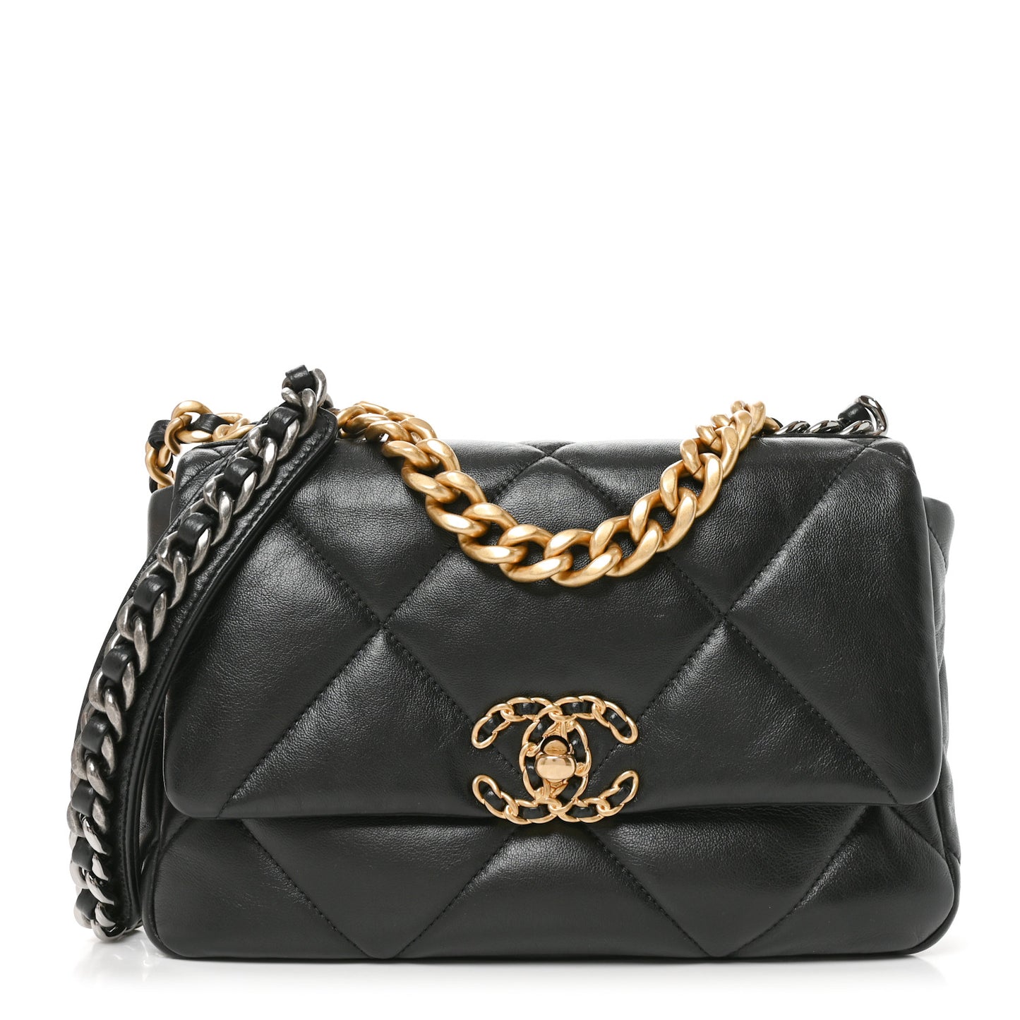 Lambskin Quilted Medium Chanel 19 Flap Black