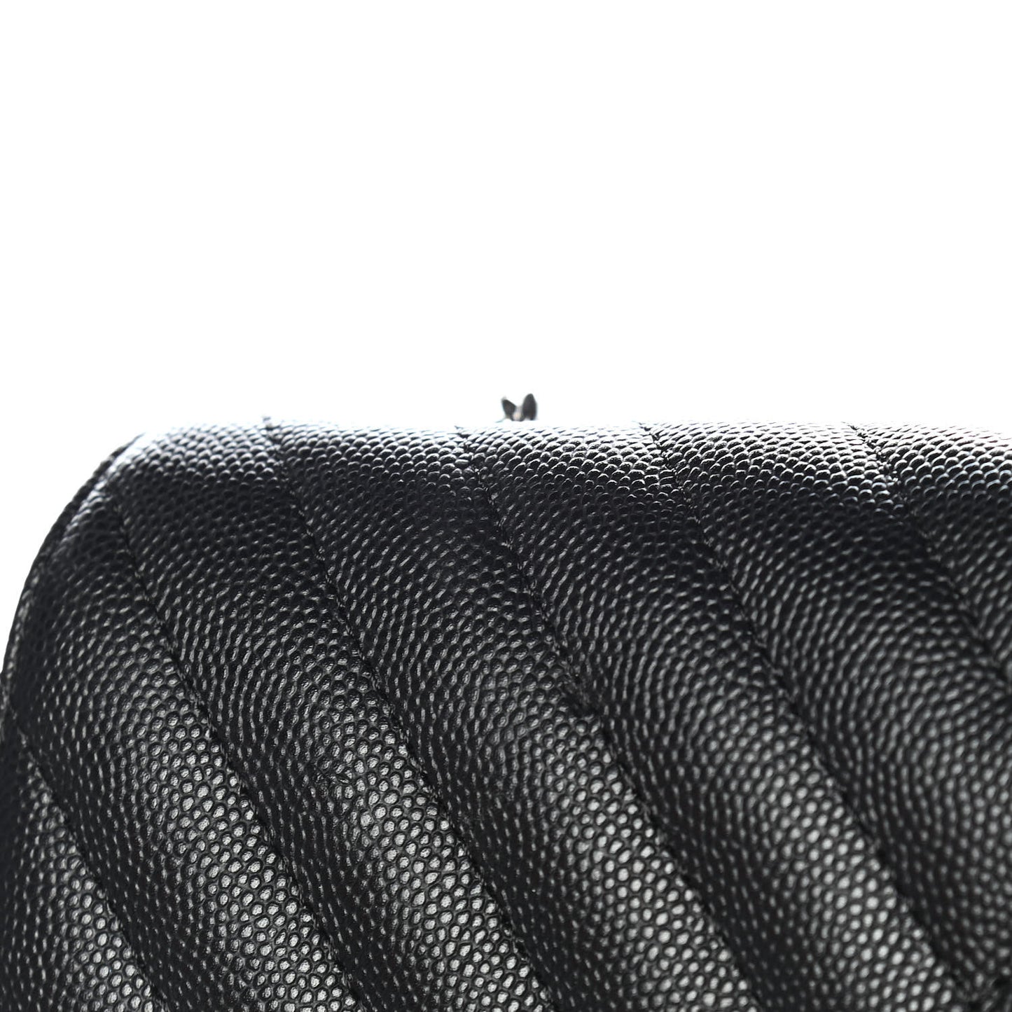 Caviar Chevron Quilted Mini Rectangular Flap Black