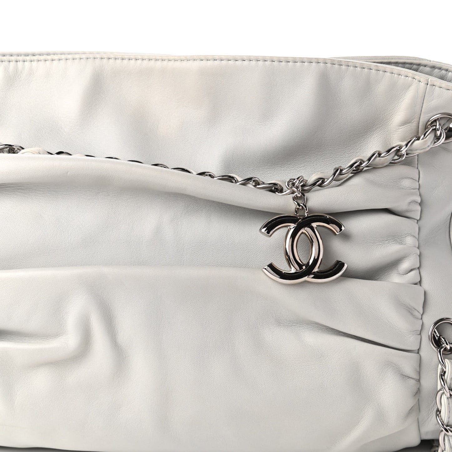 Lambskin Large Sharpei Shoulder Bag Grey