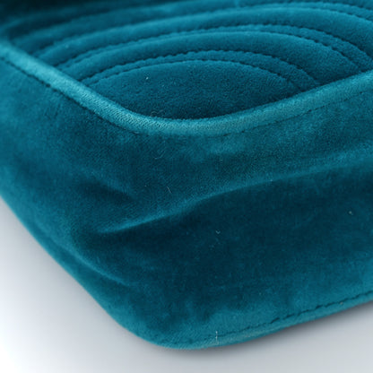 Gucci Velvet Matelasse Small GG Marmont Shoulder Bag Pavone Cyan 8 of 11
