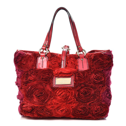 Valentino Garavani Silk Patent Rosier Tote Pink 1 of 12