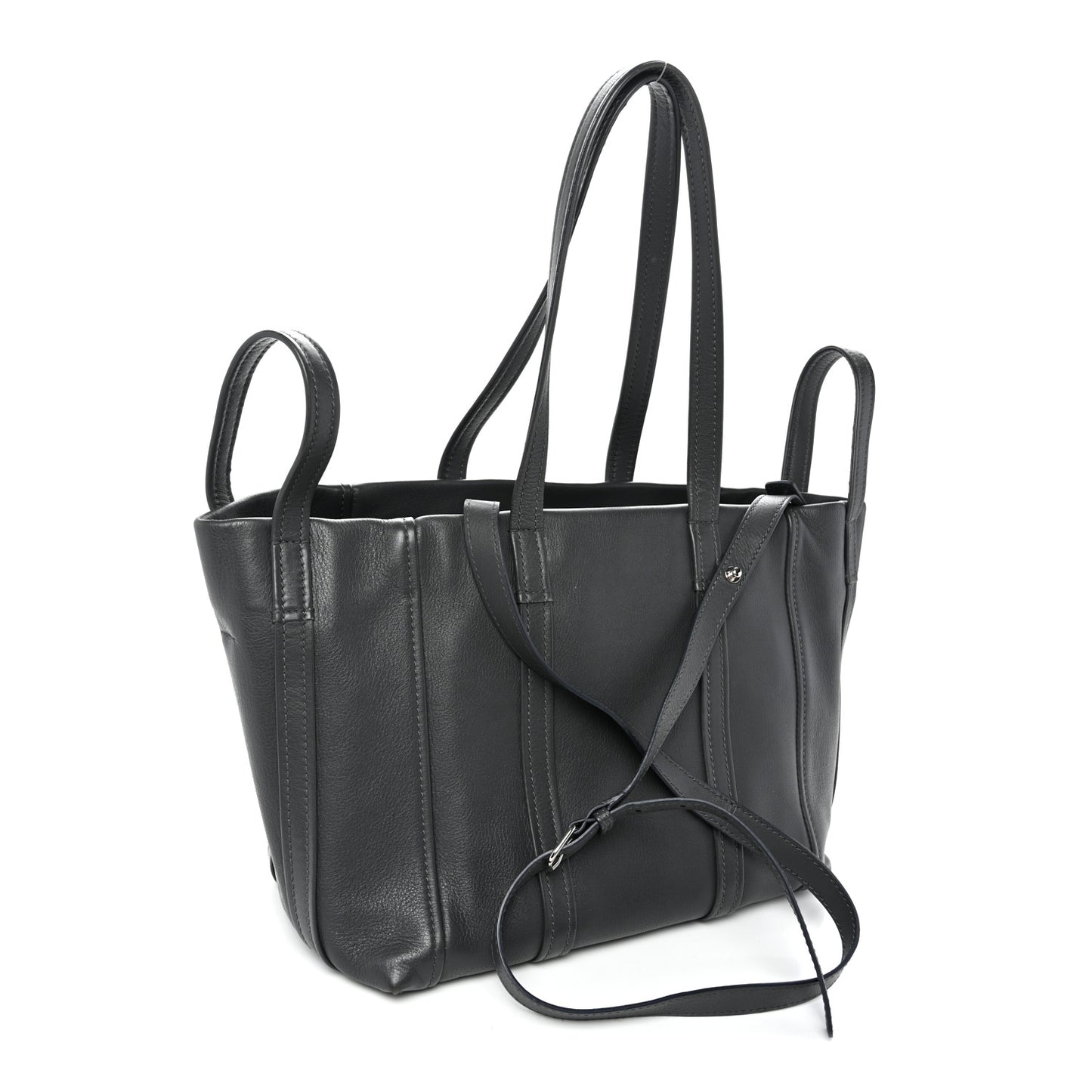 Calfskin Medium Laundry Cabas Tote Gris Fossile