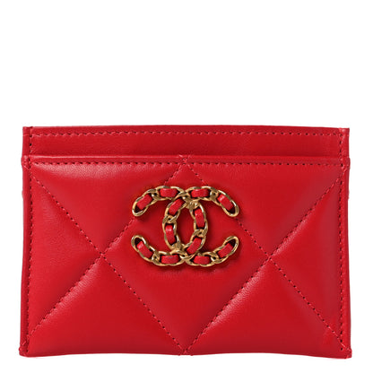 Chanel Lambskin Quilted Chanel 19 Card Holder Red 1 of 11