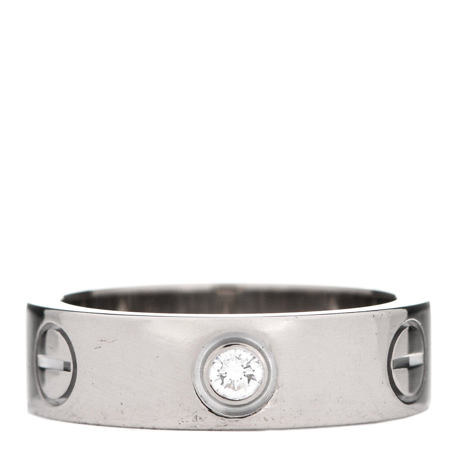 Cartier 18K White Gold 3 Diamond 5.5mm LOVE Ring 52 6 1 of 6