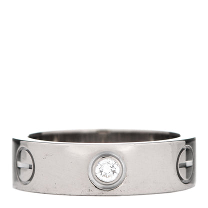 Cartier 18K White Gold 3 Diamond 5.5mm LOVE Ring 52 6 1 of 6