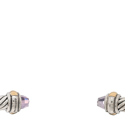David Yurman Sterling Silver 18K Yellow Gold Amethyst 4mm Cable Classics Bracelet 3 of 3