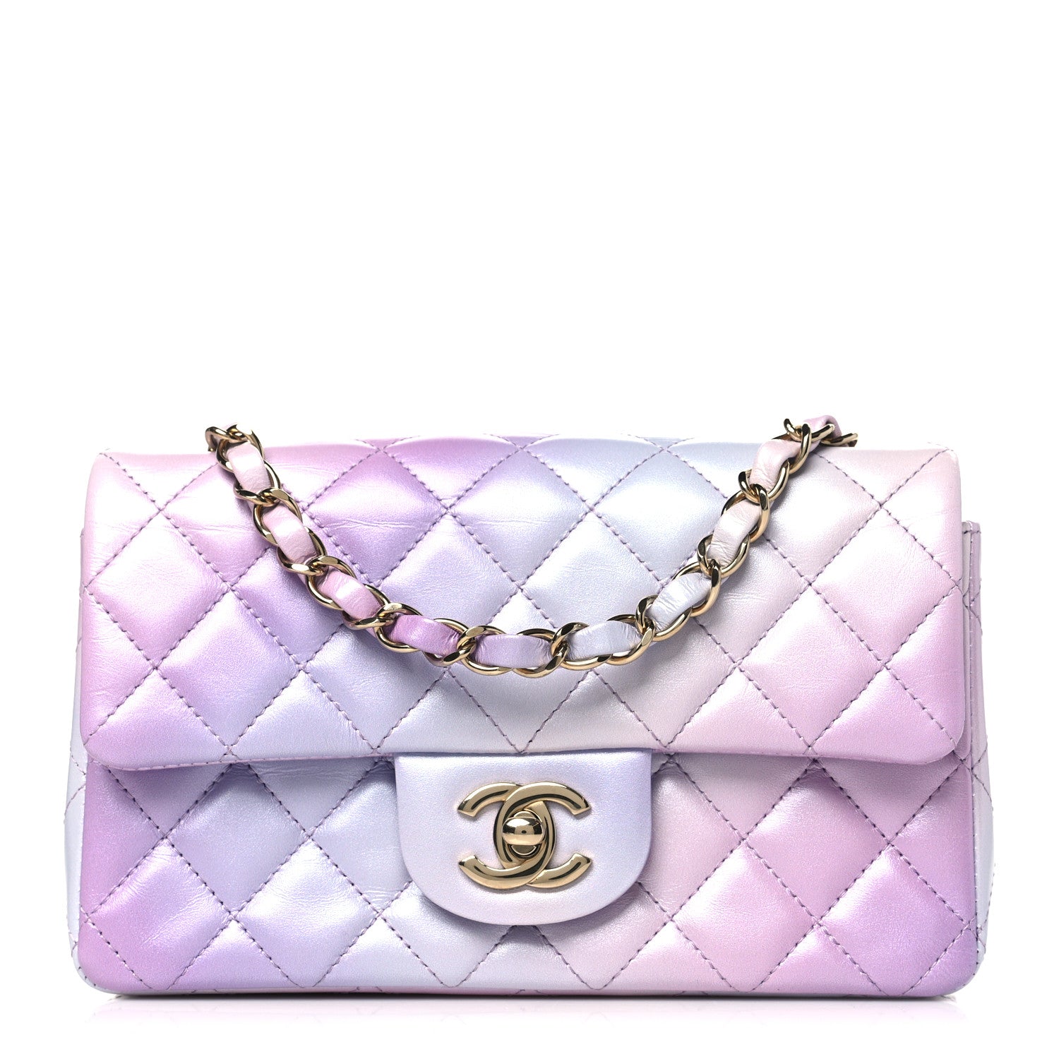 Chanel Lambskin Quilted Tie Dye Ombre Mini Rectangular Flap Purple Blue Pink 1 of 11