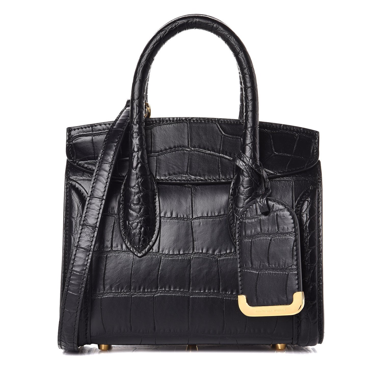 Calfskin Crocodile Embossed Mini Heroine 21 Black