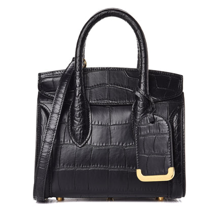 Alexander McQueen Calfskin Crocodile Embossed Mini Heroine 21 Black 1 of 9